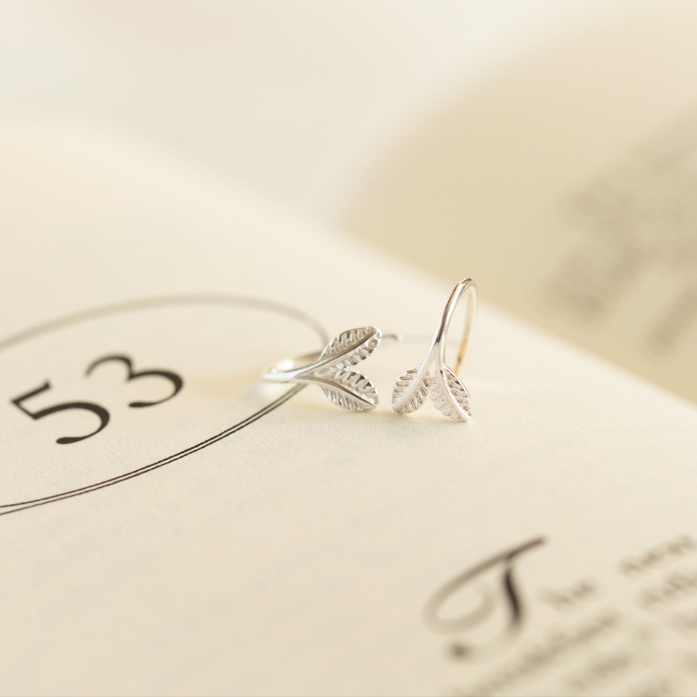 Frosted Leaf Earrings - Only 1 left! - Picture 2 of 11